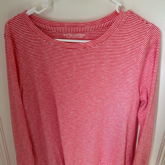 Soft Surroundings Colette Tee Striped Peach Pink Long Sleeve Medium Tiered M - Picture 5 of 8